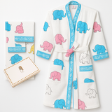 Handblock Printed Waffle Cotton Bathrobe Gift Box for Kids (4-13 Years) – Includes Bath Towel & 2 Hand Towels