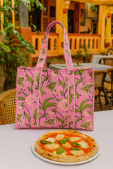 Handblock Printed Quilted Tote Bag without zip/button 17x18x 6 inches