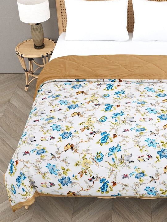 350GSM Blue & White Floral Mild Winter Double Bed Comforter