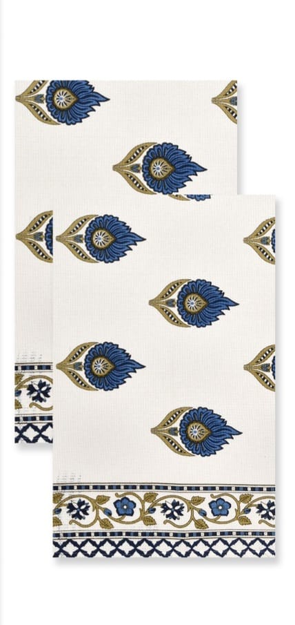 Hand Block Printed Honey Comb Cotton Hand Towel- Set of 2