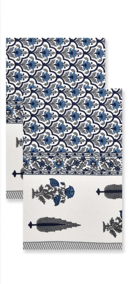 Hand Block Printed Honey Comb Cotton Hand Towel- Set of 2