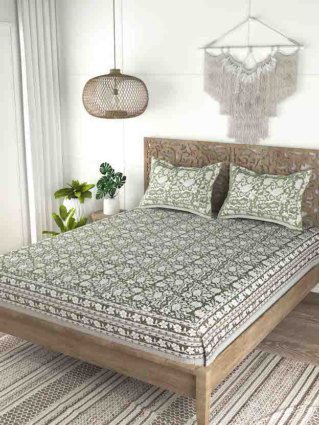 Cotton Double King Bedsheet with 2 Pillow Covers