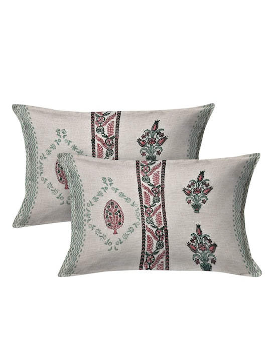 Handblock printed Slub Cotton Bedcover - Double King with 2 Pillow Covers