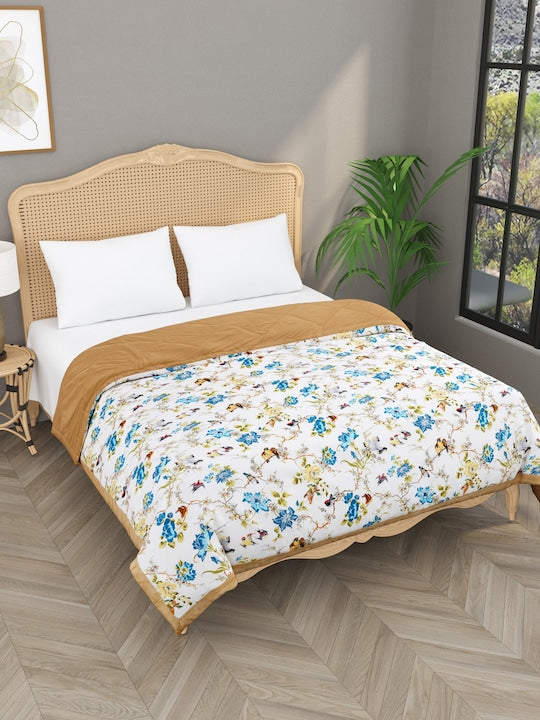 350GSM Blue & White Floral Mild Winter Double Bed Comforter