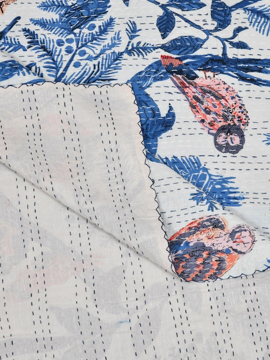 Handblock printed Kantha Bedcover-06