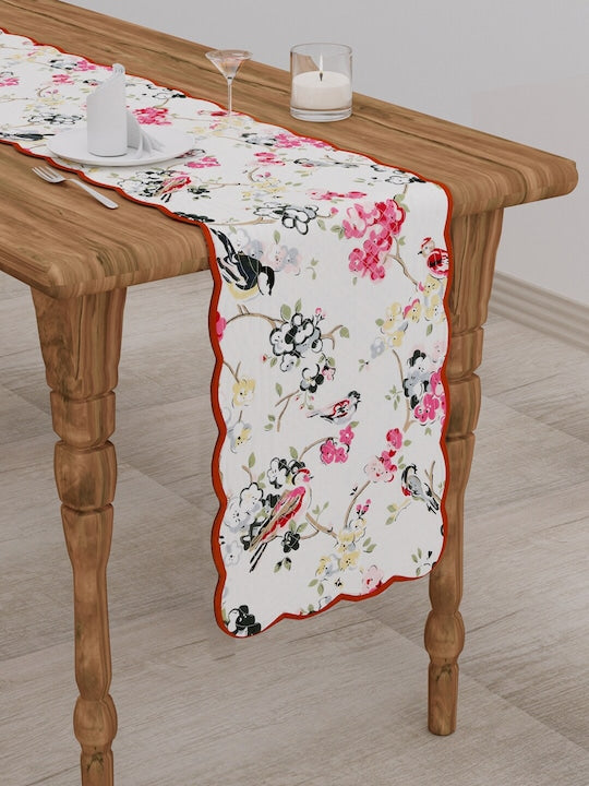 Reversible quilted table runner with scallop detail - 12X70 inches
