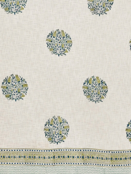 Beige Printed King Bedcover With 2 Pillow Covers