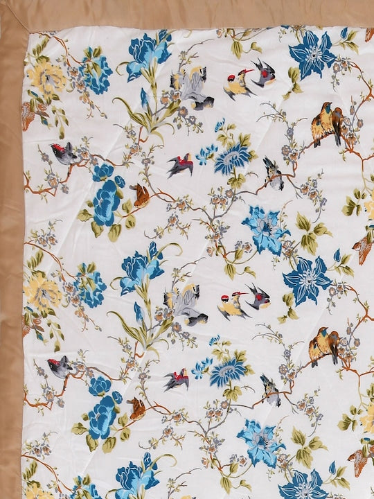 350GSM Blue & White Floral Mild Winter Double Bed Comforter