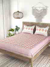 Cotton Double King Bedsheet with 2 Pillow Covers