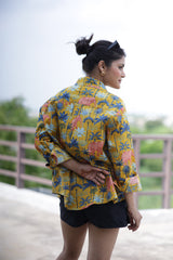 Rainforest on Mustard 100% Cotton Full Sleeves Women's Shirt