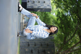 Blue Vertical Floral Print 100% Cotton Full Sleeves Women's Shirt