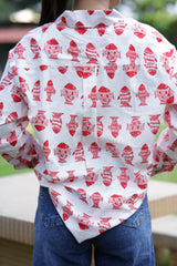 Red Fish Print 100% Cotton Full Sleeves Women's Shirt