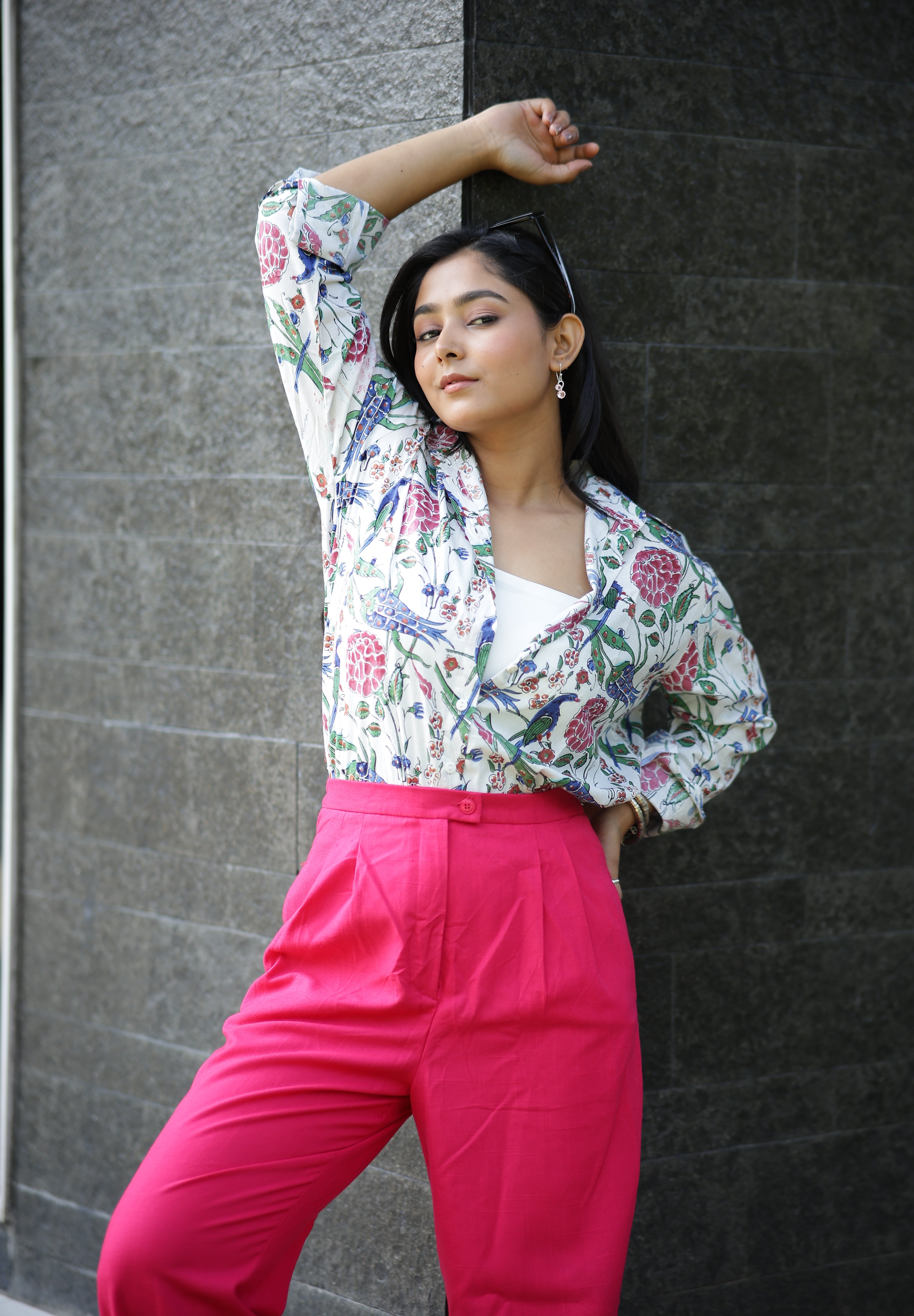 Anokhi Print on White 100% Cotton Full Sleeves Women's Shirt