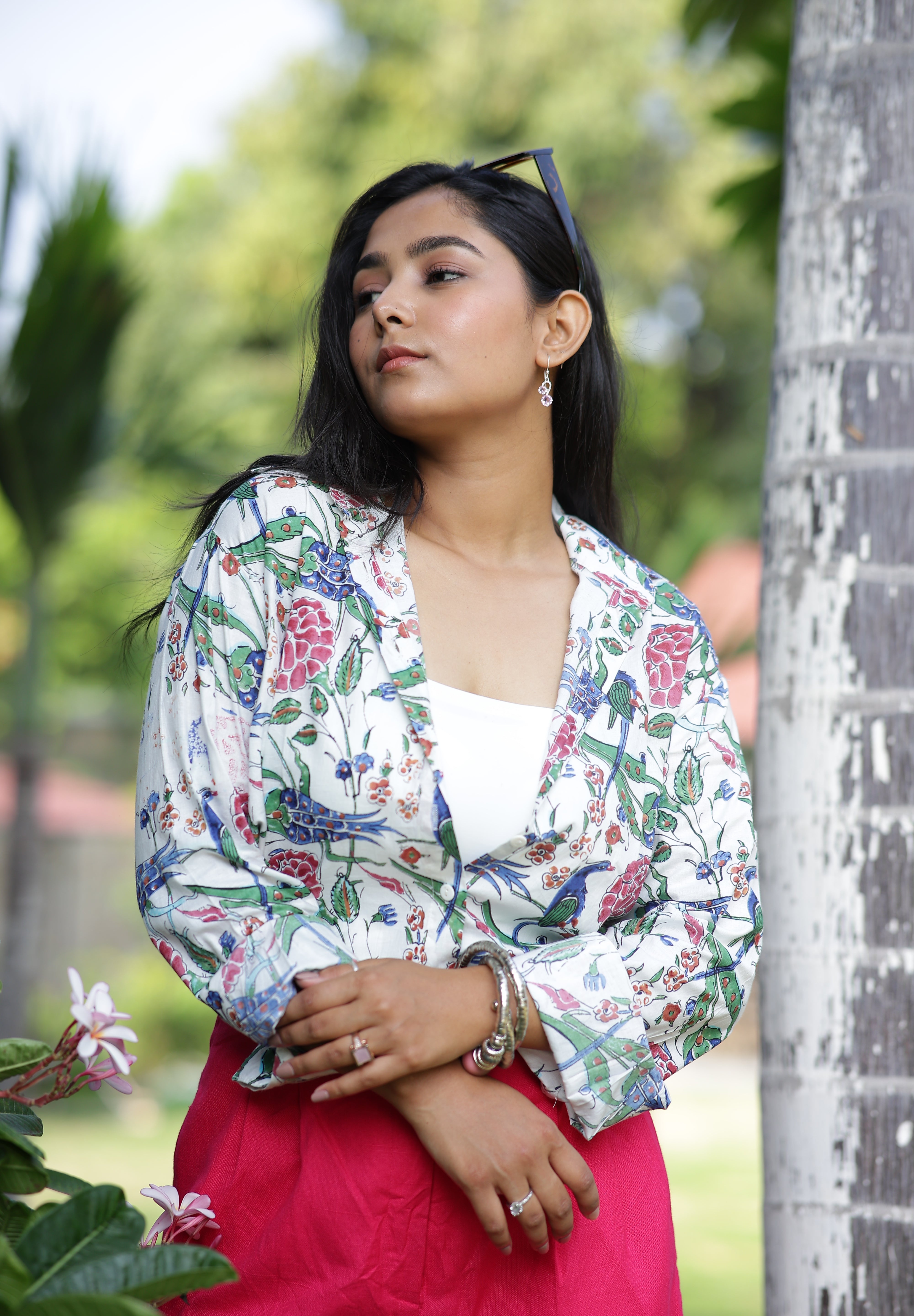 Anokhi Print on White 100% Cotton Full Sleeves Women's Shirt