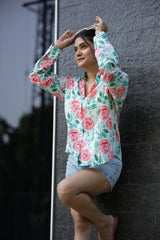 Water Colors Paint 100% Cotton Full Sleeves Women's Shirt