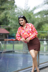 Fruity Wonderland Print 100% Cotton Full Sleeves Women's Shirt
