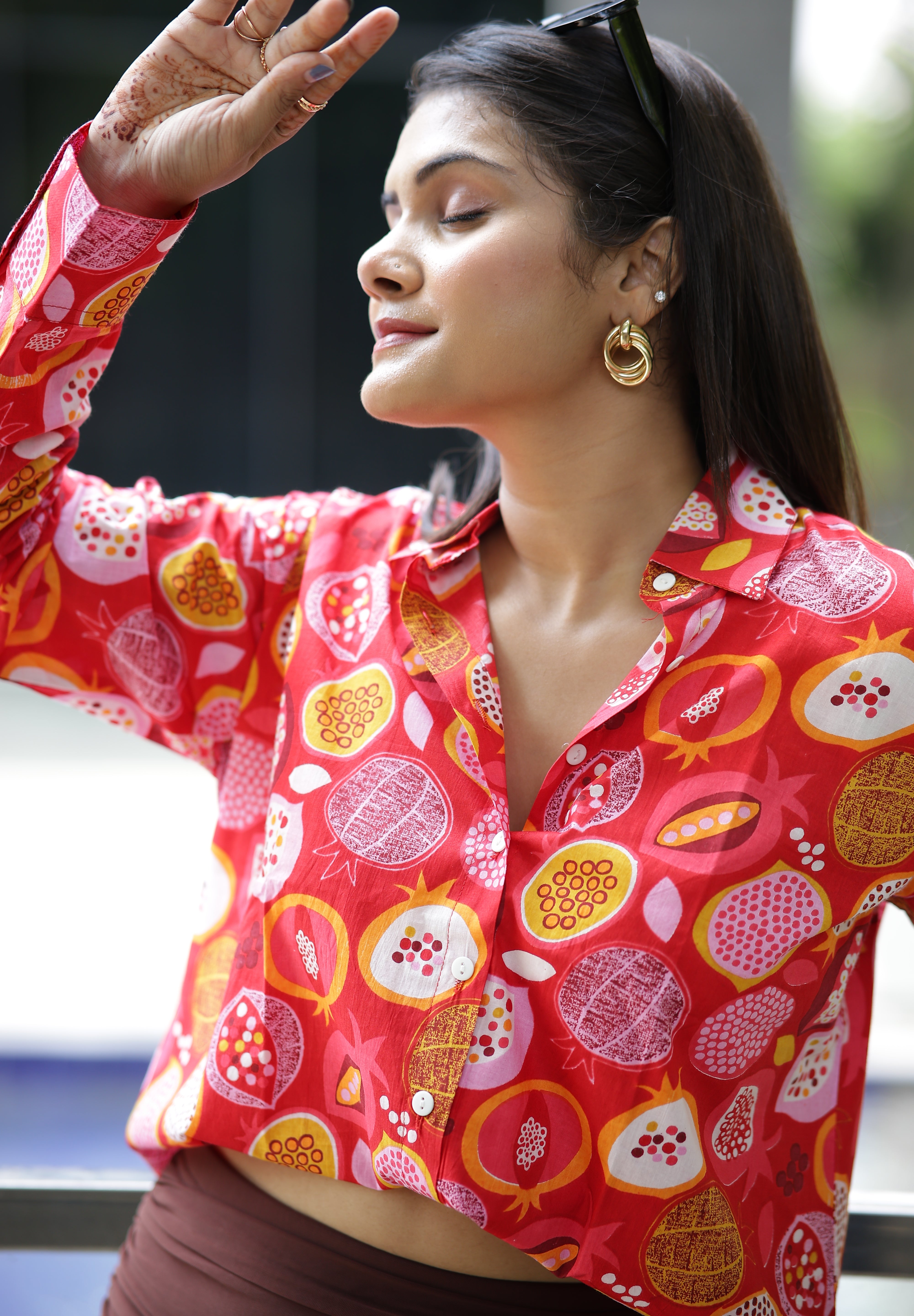 Fruity Wonderland Print 100% Cotton Full Sleeves Women's Shirt