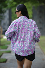 Purple Anokhi Print 100% Cotton Full Sleeves Women's Shirt