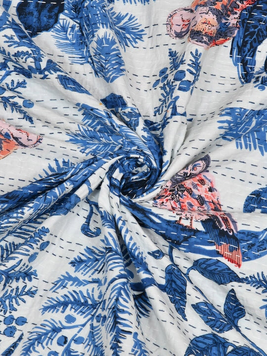 Handblock printed Kantha Bedcover-06