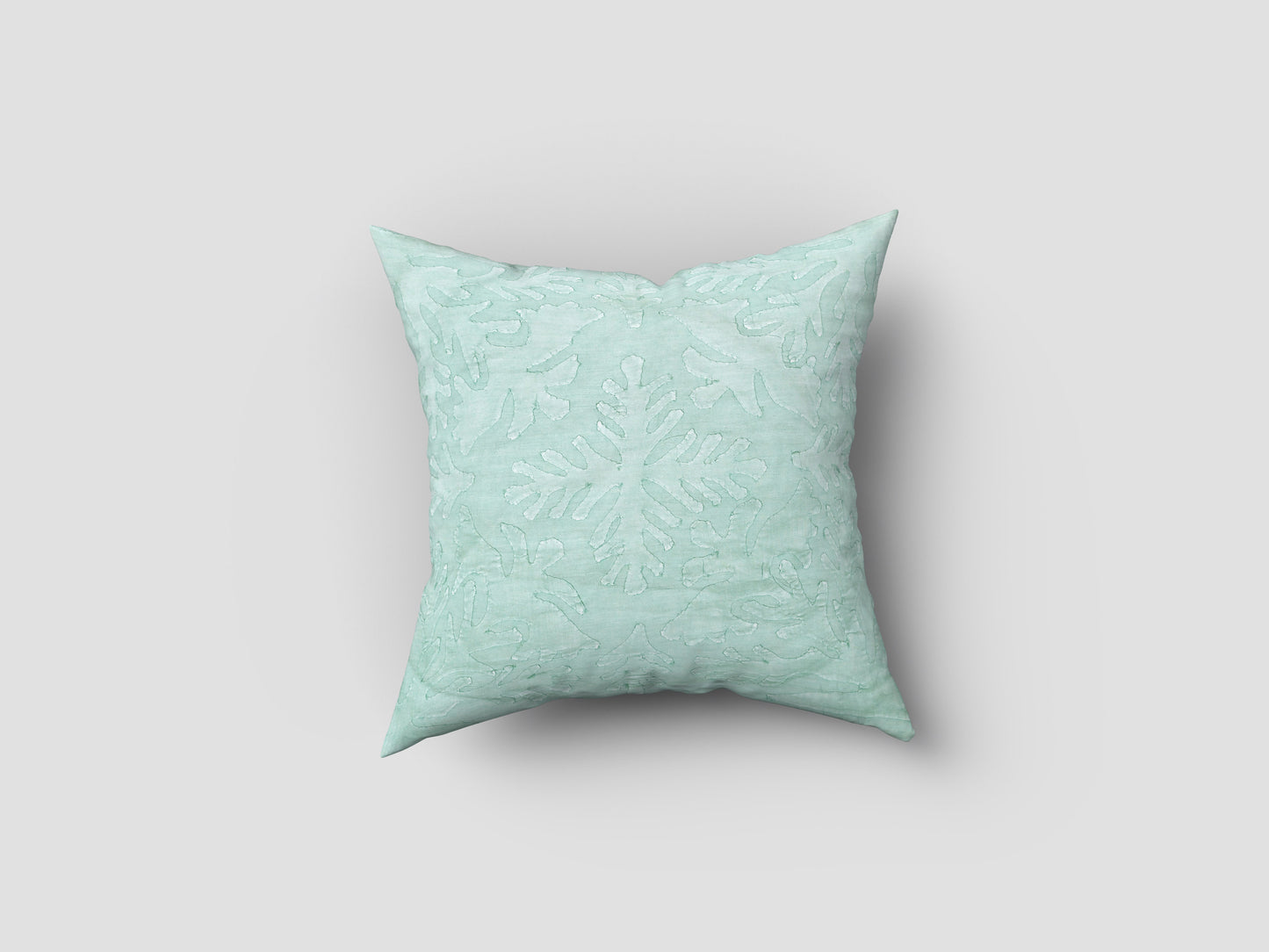 Handmade cotton applique work cushion cover - 16 X16 Inches