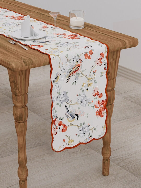 Reversible quilted table runner with scallop detail - 12X70 inches