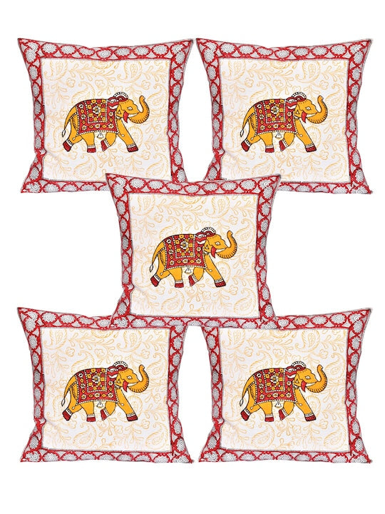 Set of 5 Handblock Printed Cushion Covers9421716x16 Inches