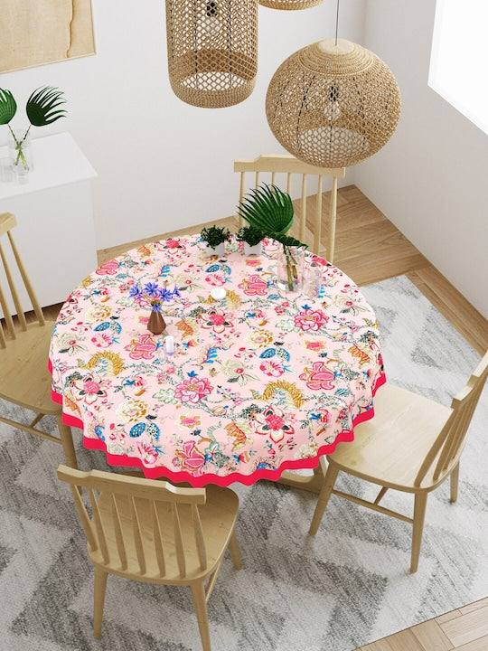 Cotton Round Table Cover - 6 seater- 60inches