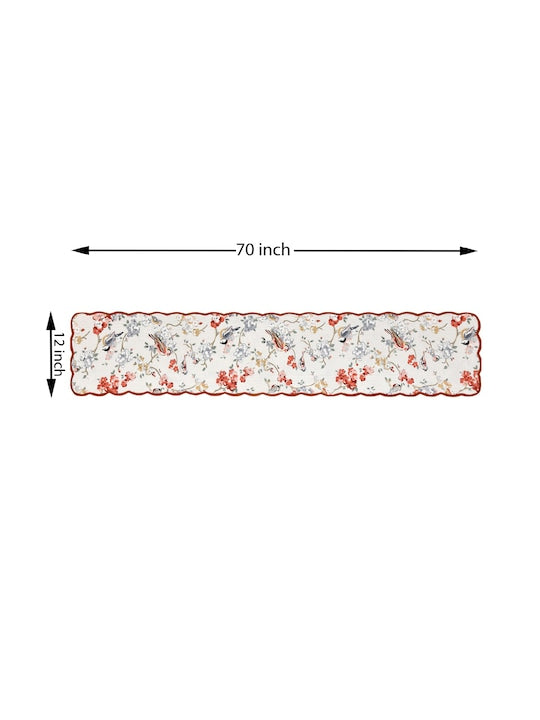 Reversible quilted table runner with scallop detail - 12X70 inches