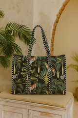 Handblock Printed Quilted Tote Bag without zip/button 17x18x 6 inches