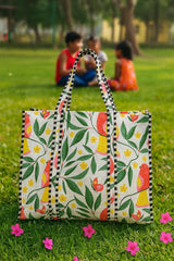 Handblock Printed Quilted Tote Bag without zip/button 17x18x 6 inches