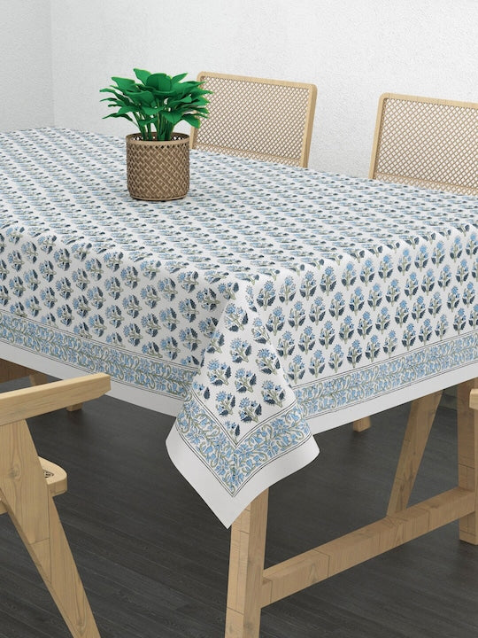 Handblock printed Canvas Cotton Table Cloth 60X90 Inches - 6 Seater Dining Table
