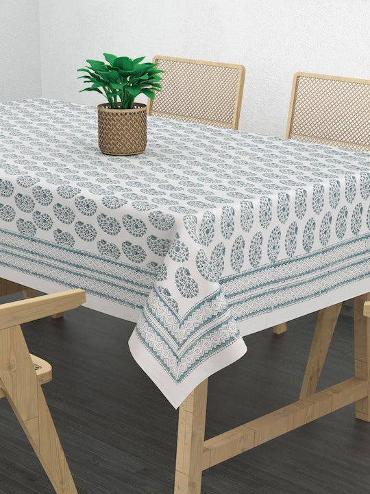 Handblock printed Canvas Cotton Table Cloth 60X90 Inches - 6 Seater Dining Table