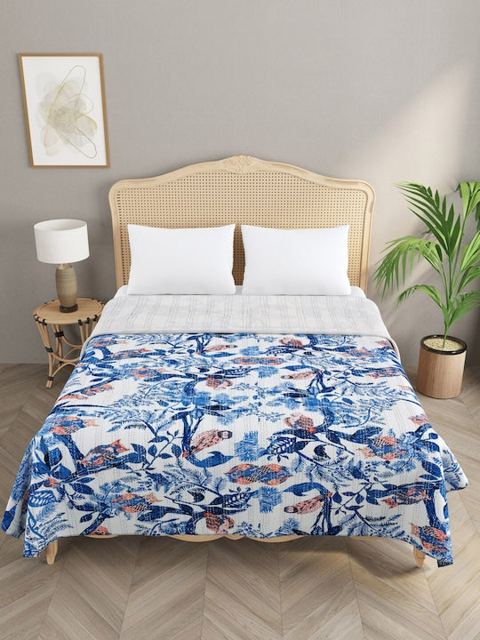 Handblock printed Kantha Bedcover-06