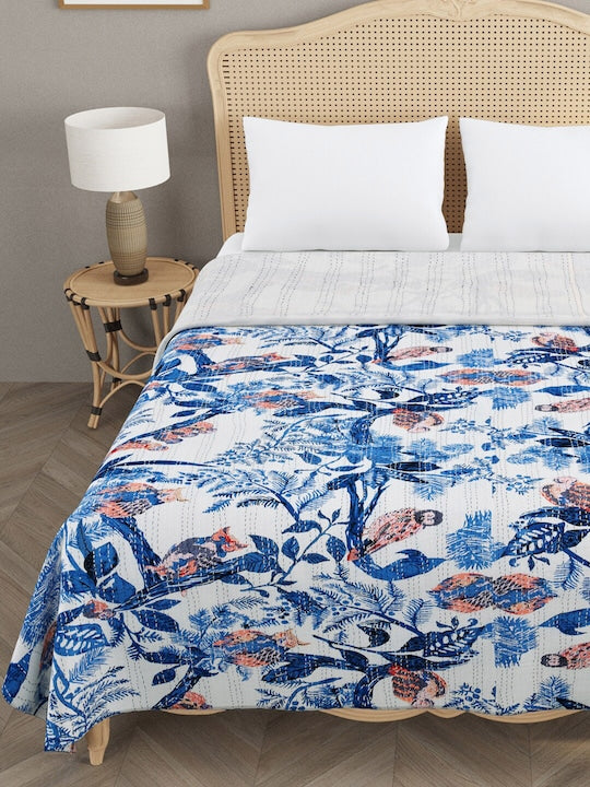 Handblock printed Kantha Bedcover-06