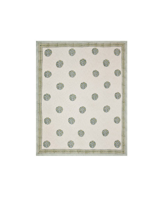 Beige Printed King Bedcover With 2 Pillow Covers