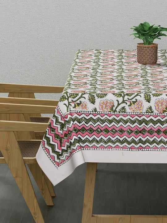 Handblock Printed Canvas Cotton Table Cloth 40X60 Inches - 4 Seater Dining Table