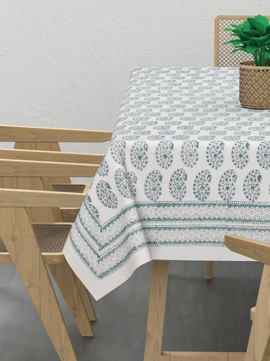Handblock printed Canvas Cotton Table Cloth 60X90 Inches - 6 Seater Dining Table