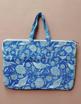 Laptop Bag with Handle -100% Cotton with handblock print and cushion support - 13-15 inches