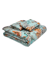 Quilted Floral Printed Reversible Bedcover with 2 Pillow Covers