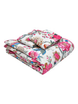 Quilted Floral Printed Reversible Bedcover with 2 Pillow Covers