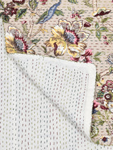 Handblock printed Kantha Bedcover