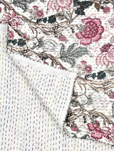 Handblock printed Kantha Bedcover