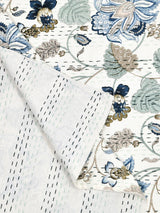 Handblock printed Kantha Bedcover