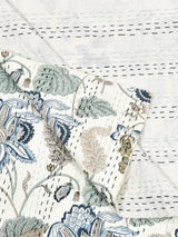 Handblock printed Kantha Bedcover