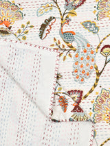 Handblock printed Kantha Bedcover