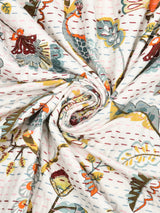 Handblock printed Kantha Bedcover