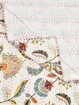Handblock printed Kantha Bedcover
