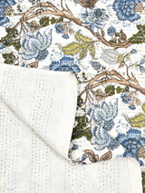 Handblock printed Kantha Bedcover