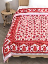 Floral Printed Single Bed Cotton Quilt with cotton filling