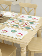 Gift Box with Handblock Printed Canvas Cotton Table Runner & Set Of 6 Mats